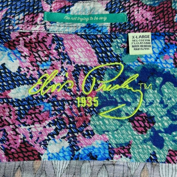 Elvis Presley 1935 Size XL Long Sleeve Shirt Vibrant Blue & Orange Perfect - Picture 2 of 6